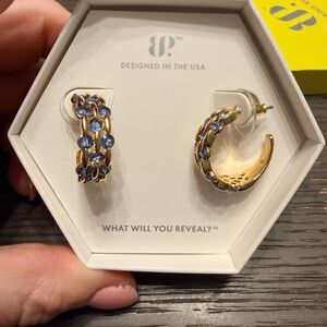 Stunning Gold and Blue Chain Link Earrings